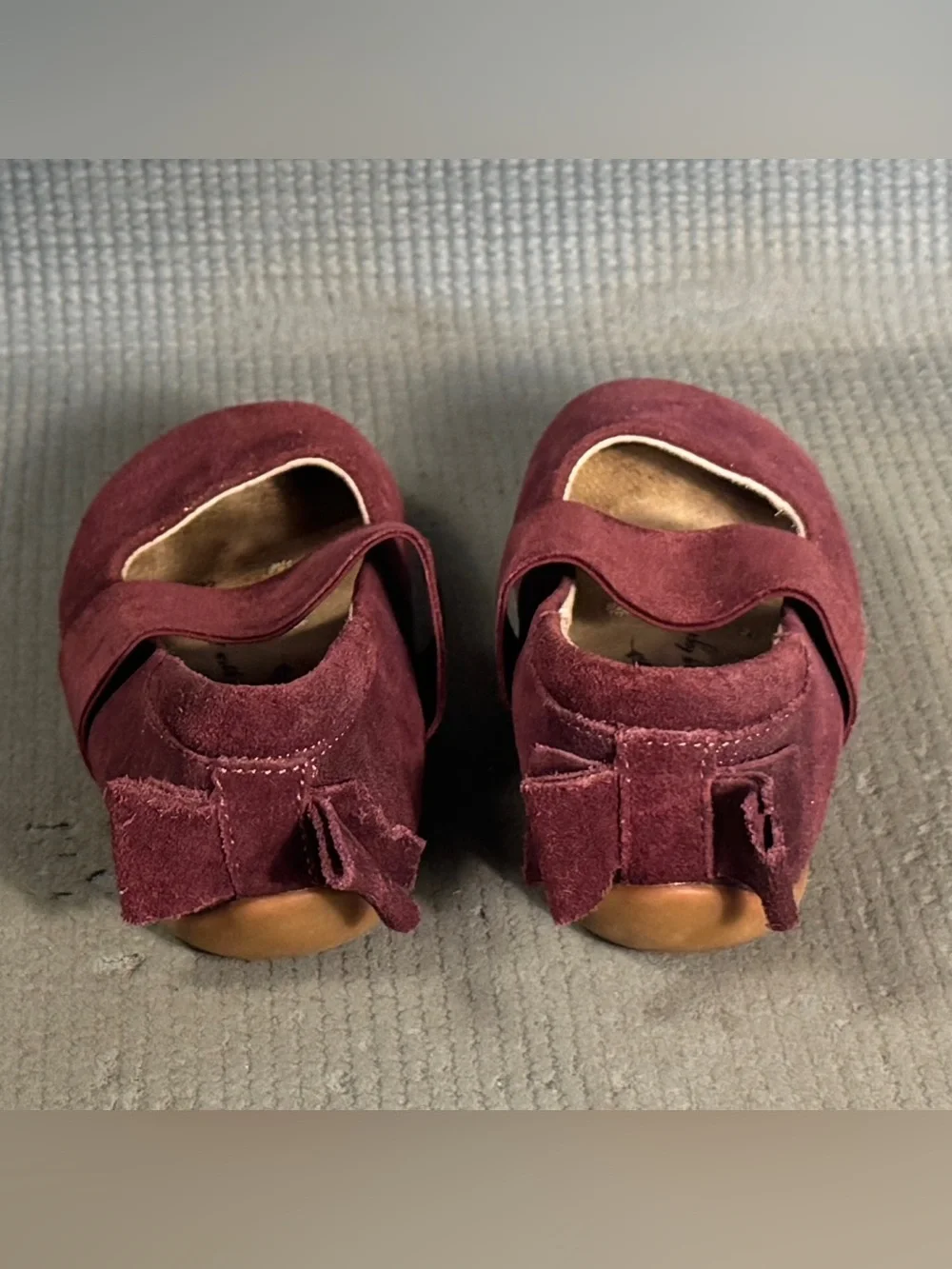 Livie & Luca Ballet Bows Flat Burgundy Shimmer Suede Shoes Toddler Size 8C